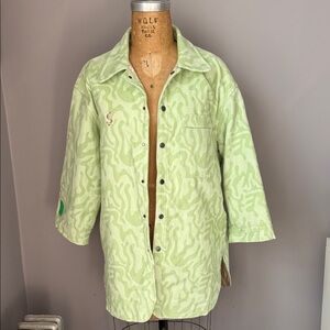 NWOT Cash by Cash App Green Patterned Corduroy Shacket